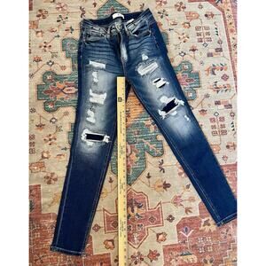 KanCan Skinny Jeans 7/27 Distressed Ripped Mid Rise Style KC8573M